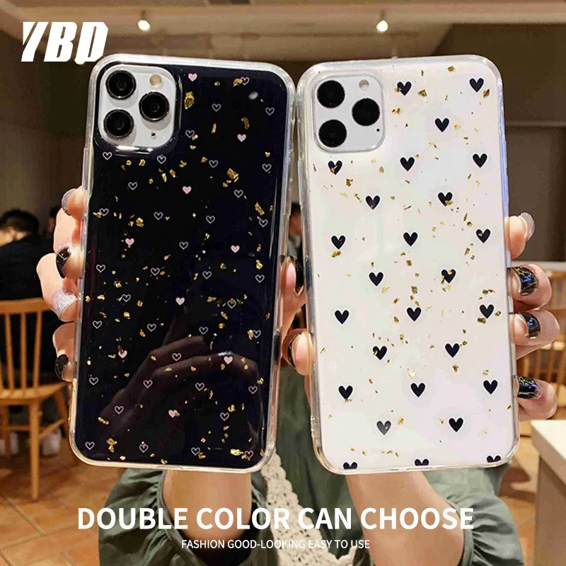 YBD блестящий чехол с маленьким сердцем для iPhone 11 Pro Max противоударный Xs XR X 7 8 6 6s