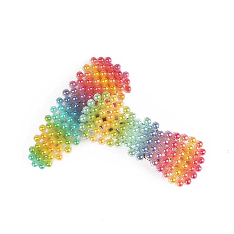 6 шт./компл. заколка для волос в виде банта с жемчугом радужного цвета детей