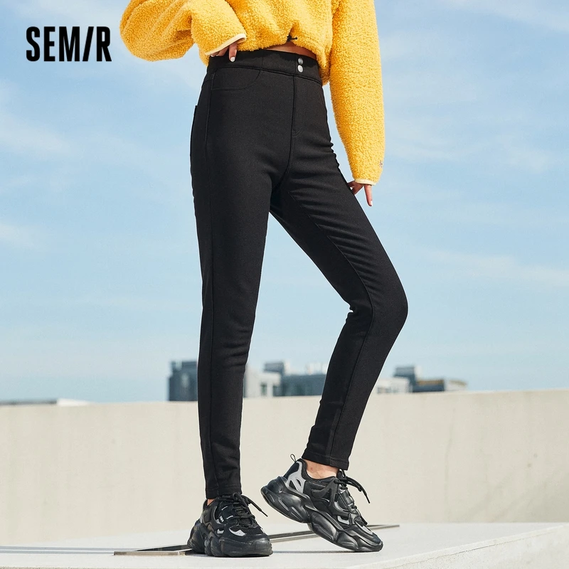 

SEMIR Casual Pants Women Self-Cultivation Basic Small Black Pants 2021 Winter New Slim Stretch Trousers Simple And Versatile