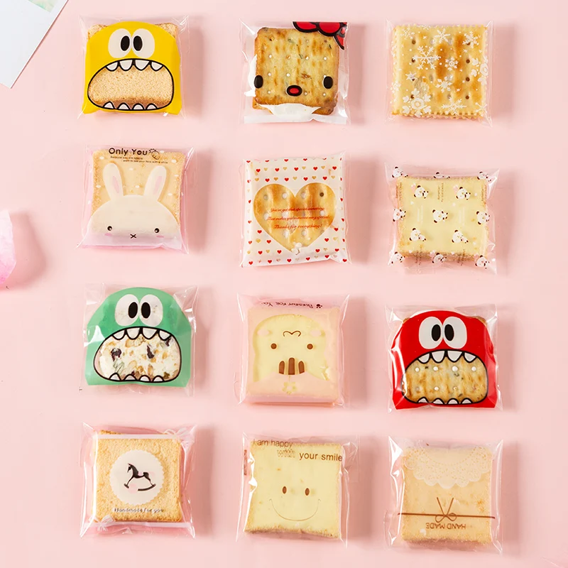 

50pcs/lot Plastic Transparent Cellophane Polka Dot Candy Cookie Gift Bag with DIY Self Adhesive Pouch For Wedding Birthday Party