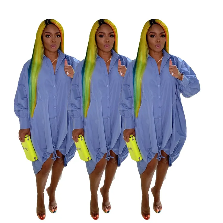 Платье рубашка с отложным воротником и рукавами фонариками до