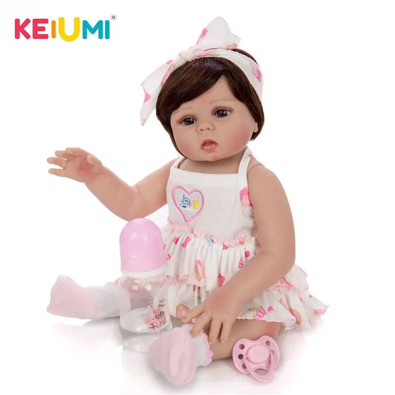 KEIUMI 45 см Кукла реборн все силиконовые тела в загорелой коже реалистичные Новорожденные девочка кукла для продажи ребенок подарок на день рождения может Ванна
