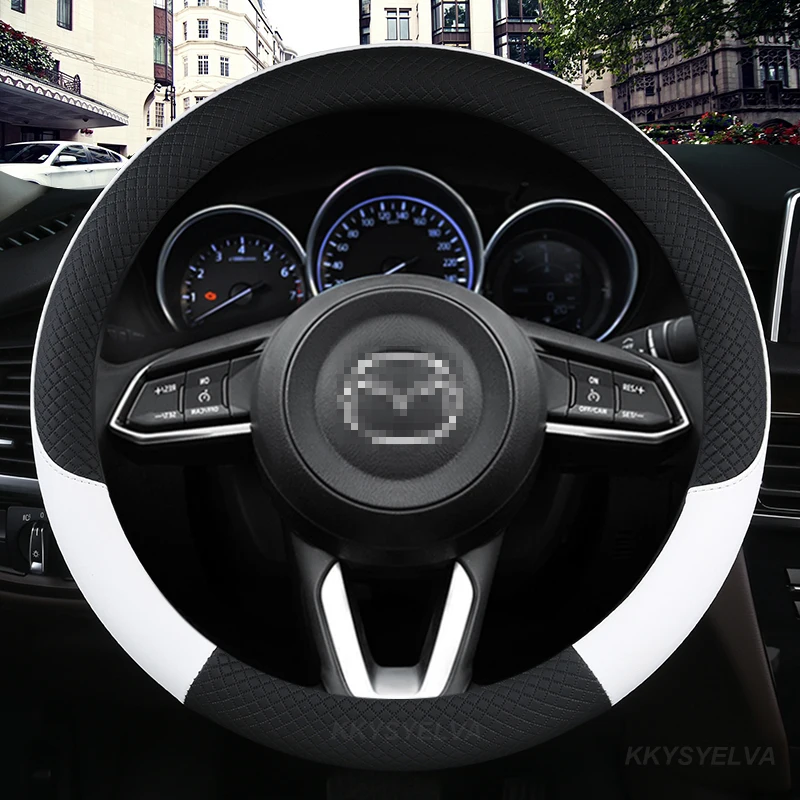 

Φ 38 см Φ для Mazda 2 3 Mazda 6 Axela Atenza чехол рулевого колеса автомобиля CX5 из искусственной кожи Аксессуары