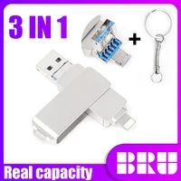 bru usb flash drive for iphone xs max x 8 7 6 ipad pendrive 32gb 64gb 128gb 256gb usb 3 0 flash memory card lightning pen drive