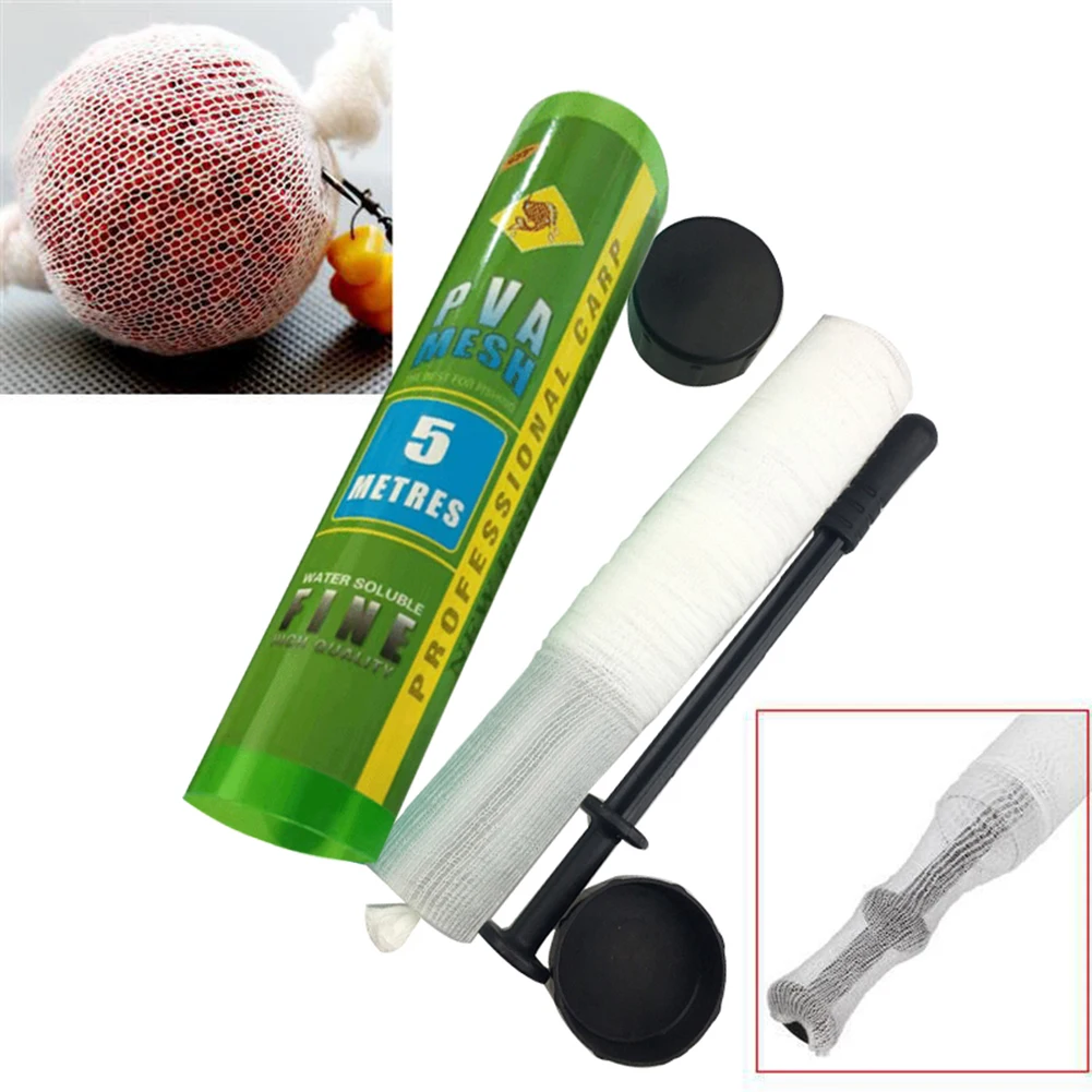 

1 Set 5m Length Water Dissolving PVA Narrow Mesh Tube Net Carp Lures Refill Plunger Bar Tackle Carp Fishing Feeder