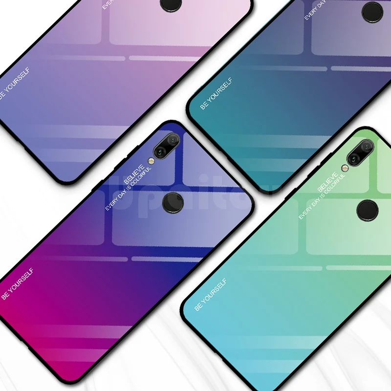 UPaitou чехол с полным стеклом для huawei Y9 Y7 Y6 Y5 Prime Pro 2019 2018 роскошный градиентный из