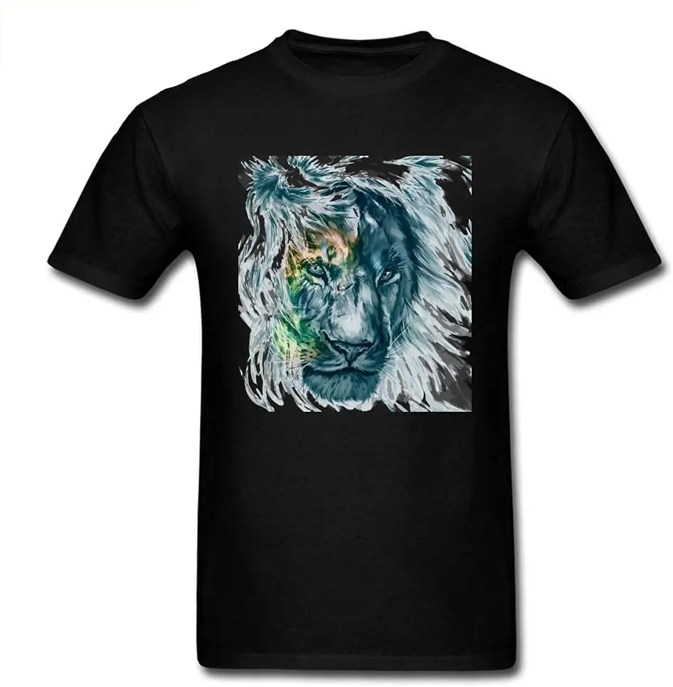 

Tshirt Men Art T-shirt Grey Clothes Crew Neck Animal Print Tops