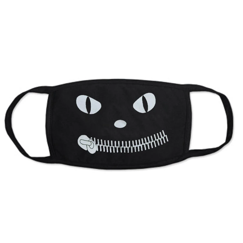 Мультяшные маски для лица унисекс забавные черные хлопковые полулицевые