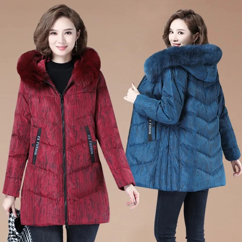 

Women's Jackets Parkas 2021 New Winter Jacket Fur Collar Hooded Overcoat Female Padded Jacket Parka Warm Outerwear Plus Size 5XL
