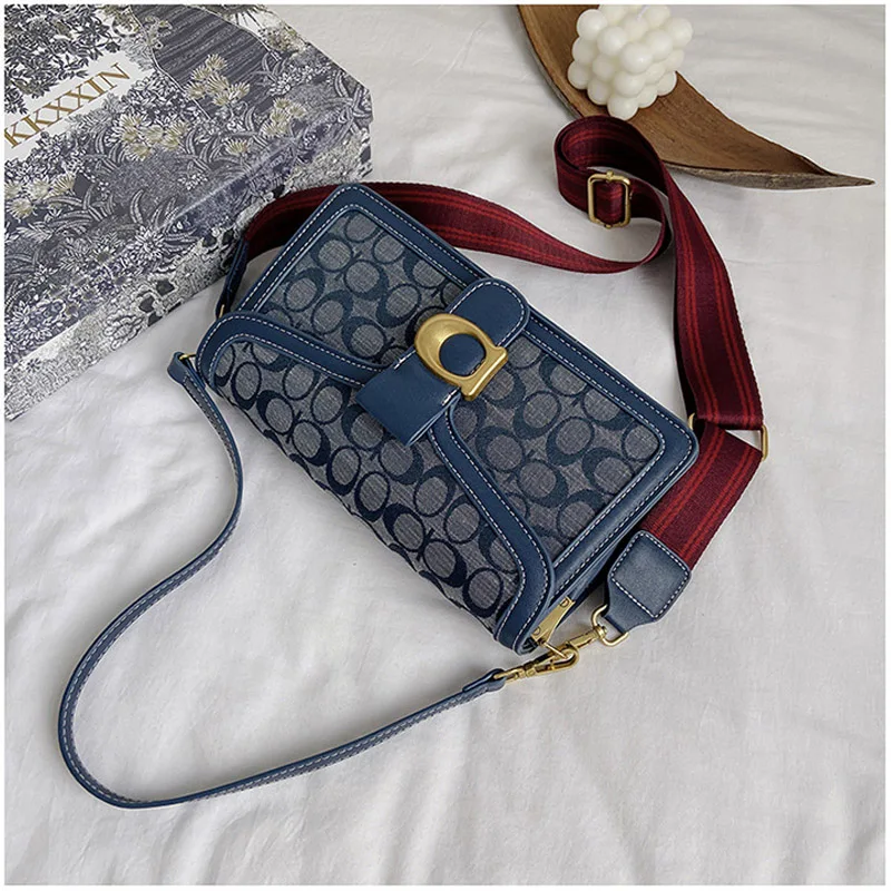 

Blue Luxury Printed Bags Designer Lady Square Crossbody/Shoulder Dual-use Bags Canvas/Leather Women's Bags