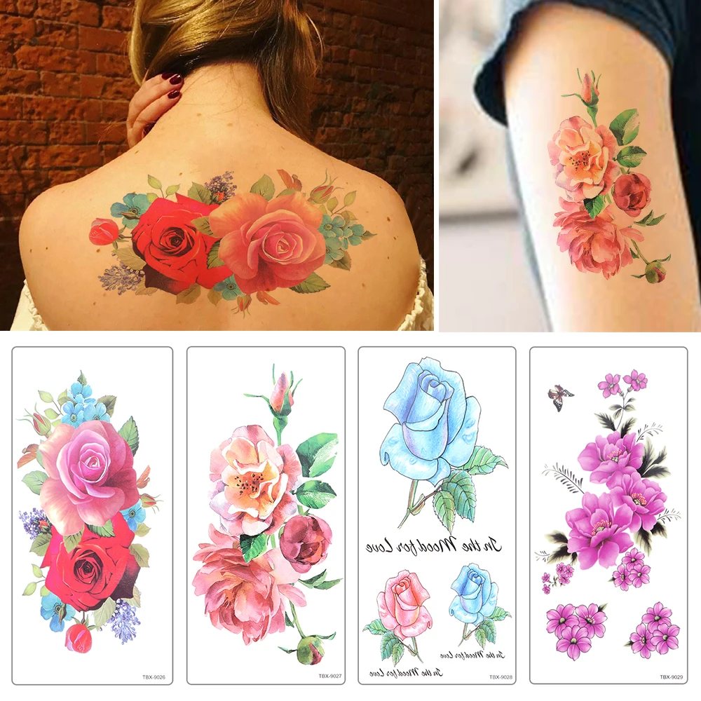Длительное сексуальное временное тату стикер цветной эскиз цветок боди арт