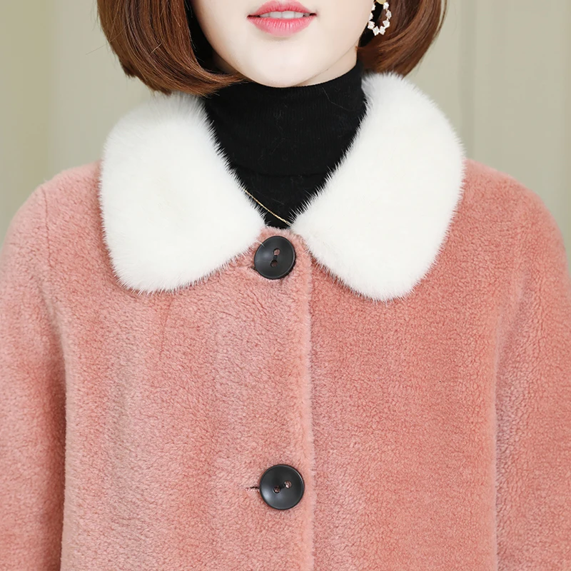 Пальто из натурального меха зимняя куртка женское меховое пальто с воротником