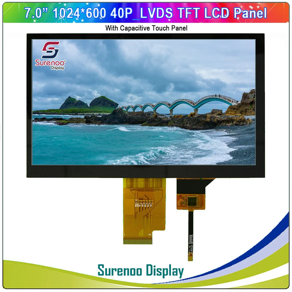 7 дюймовый/7 0 дюймов 1024*600 40P_LVDS TFT ЖК модуль монитор экрана и FT5426 I2C емкостная