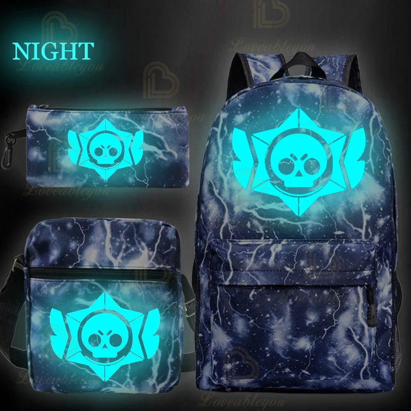 

Leon Luminous Usb Game Bag Set Stars Kid School Bag Cartoon Student Travel Primary School Book Bag Teenage Backpack Set