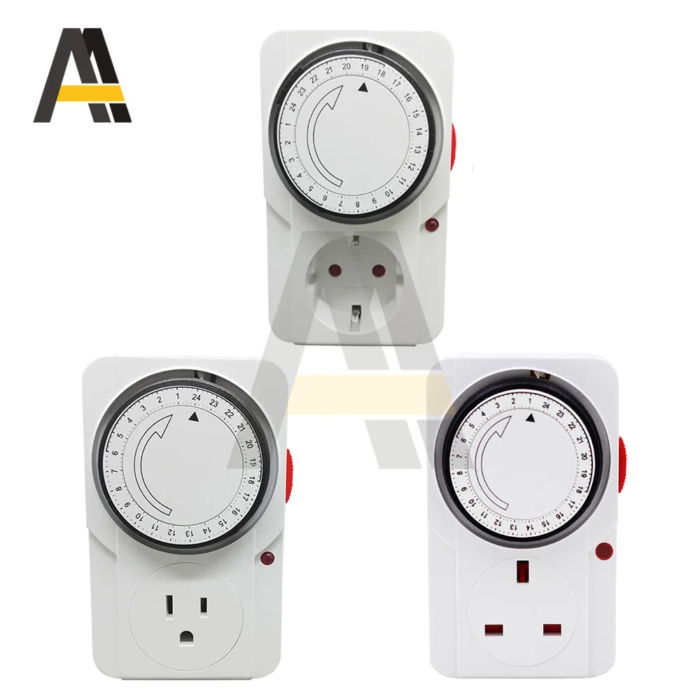 

13A 16A Cyclic Timer Switch Universal 24 Hour Timing Socket Mechanical Timer Switches 230V 250V AC 3500W 16A UK EU US Plug