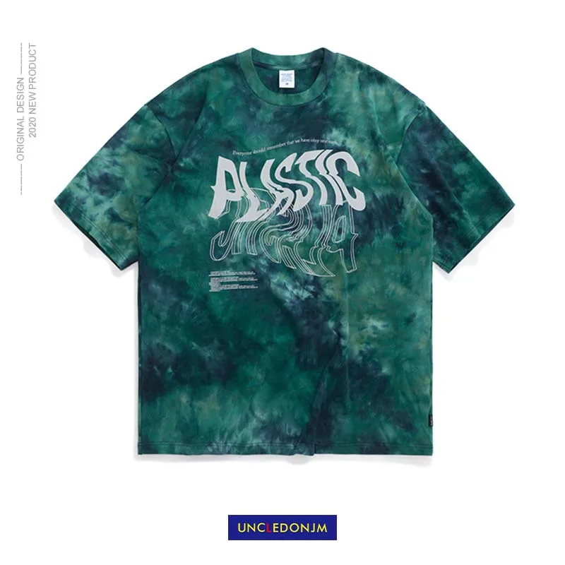 UNCLEDONJM 2020 Летняя мужская футболка Tie Dye с круглым вырезом Мужская хлопок хип хоп