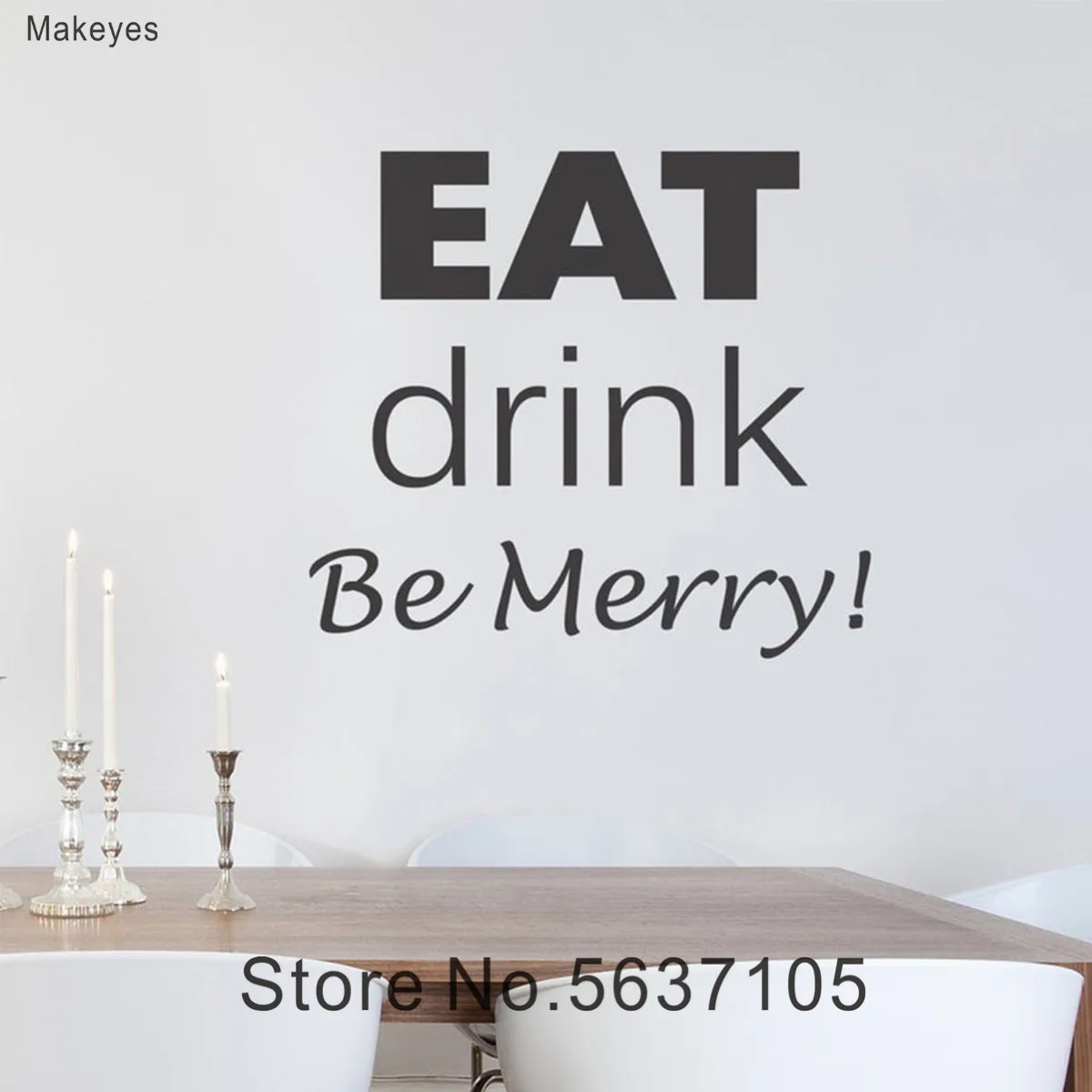 Наклейки на стену Makeyes Eat Drink Наклейка с цитатами Веселые слова настенный Декор