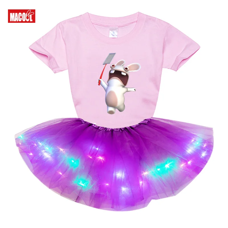 

Dress Kids Girls Fashion Light LED Tutu Dress+t Shirt 2 Pcs Summer Kids Dresses for Girl Tutu Dress Elegant Princess Party Dress