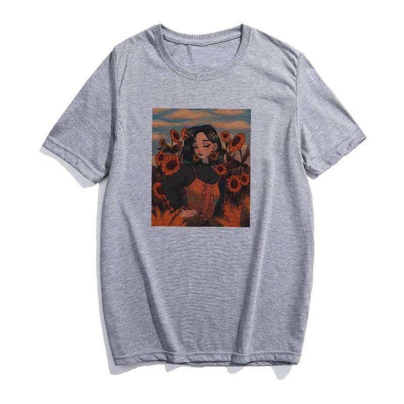 Рубашка в стиле Харадзюку ольччан женская модная футболка с подсолнухом мужская