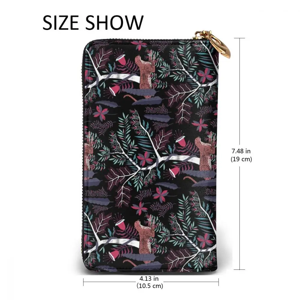 

2021 Fashion Long Leather Wallets Leopard And Tree Unisex Classic Purse Zipper Wallet with Card Holder