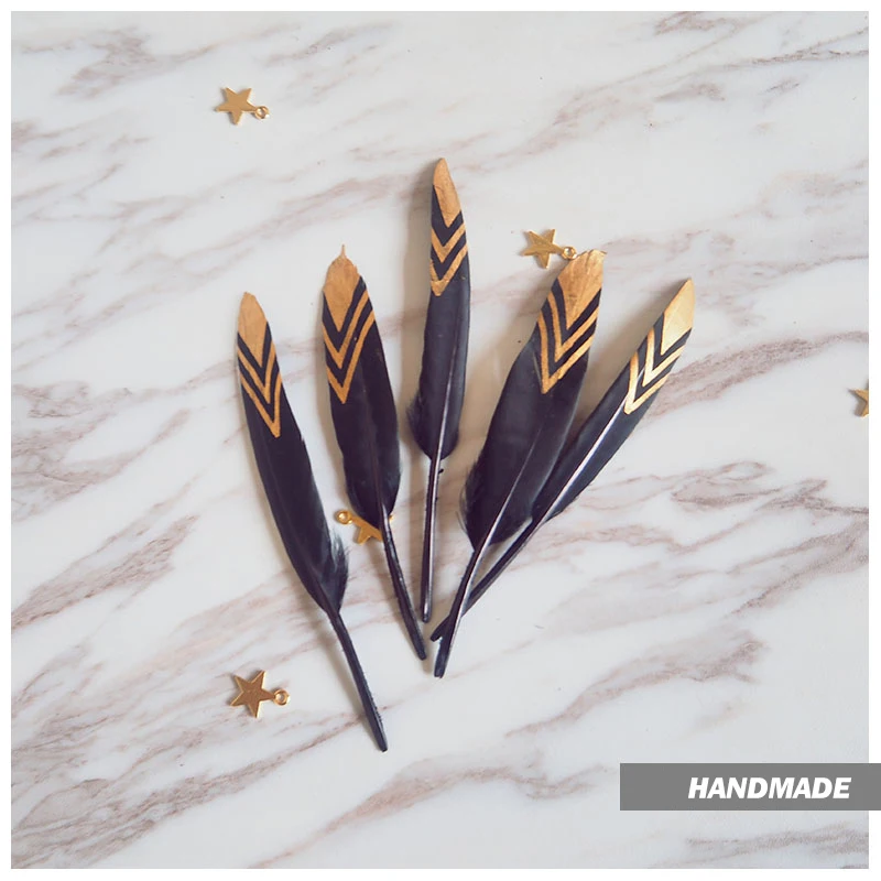 5 шт. бронзовые полосы перья для поделок украшение в виде павлина золотые гусиные