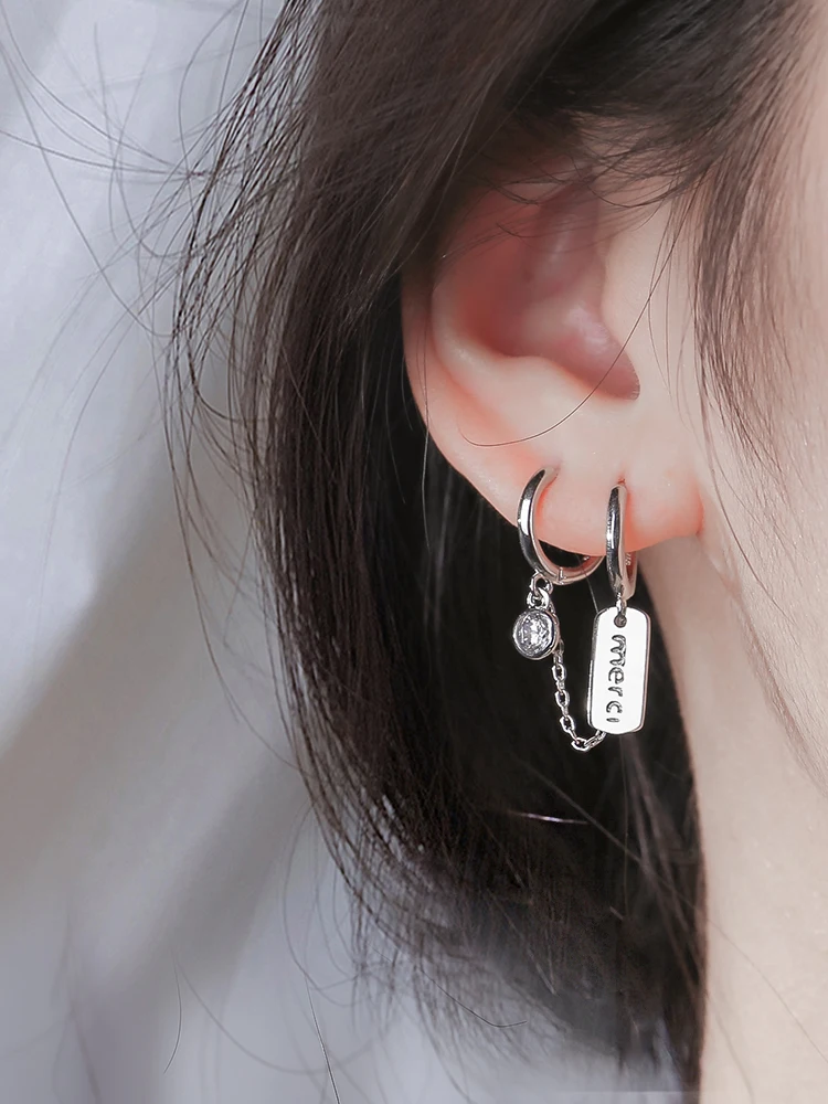 

New Fashion In 2021 Double Hole Earrings Silver Color Ear Studs Fashion Summer Jewelry Girls Party Gift
