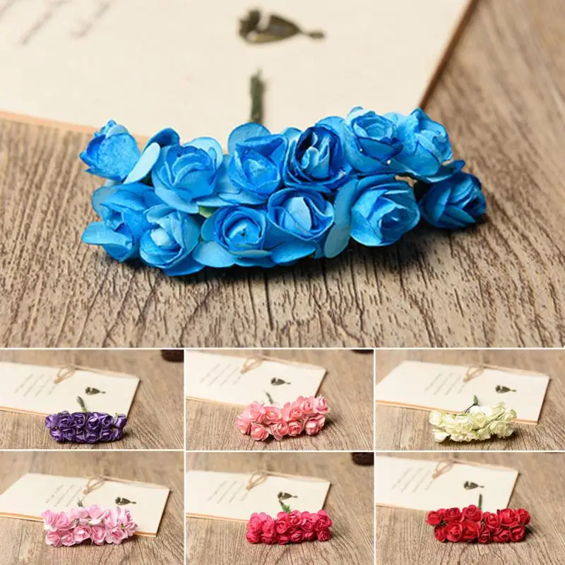 12 шт. мини бумажная Роза ручной работы искусственный цветок свадебное оформление