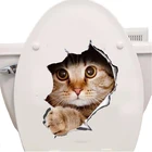 кошек 3D наклейки на стену Туалет Наклейки отверстие просмотра яркие наклейки Ванная комната декор для дома животного виниловые наклейка на холодильник искусству Стикеры плакат обои