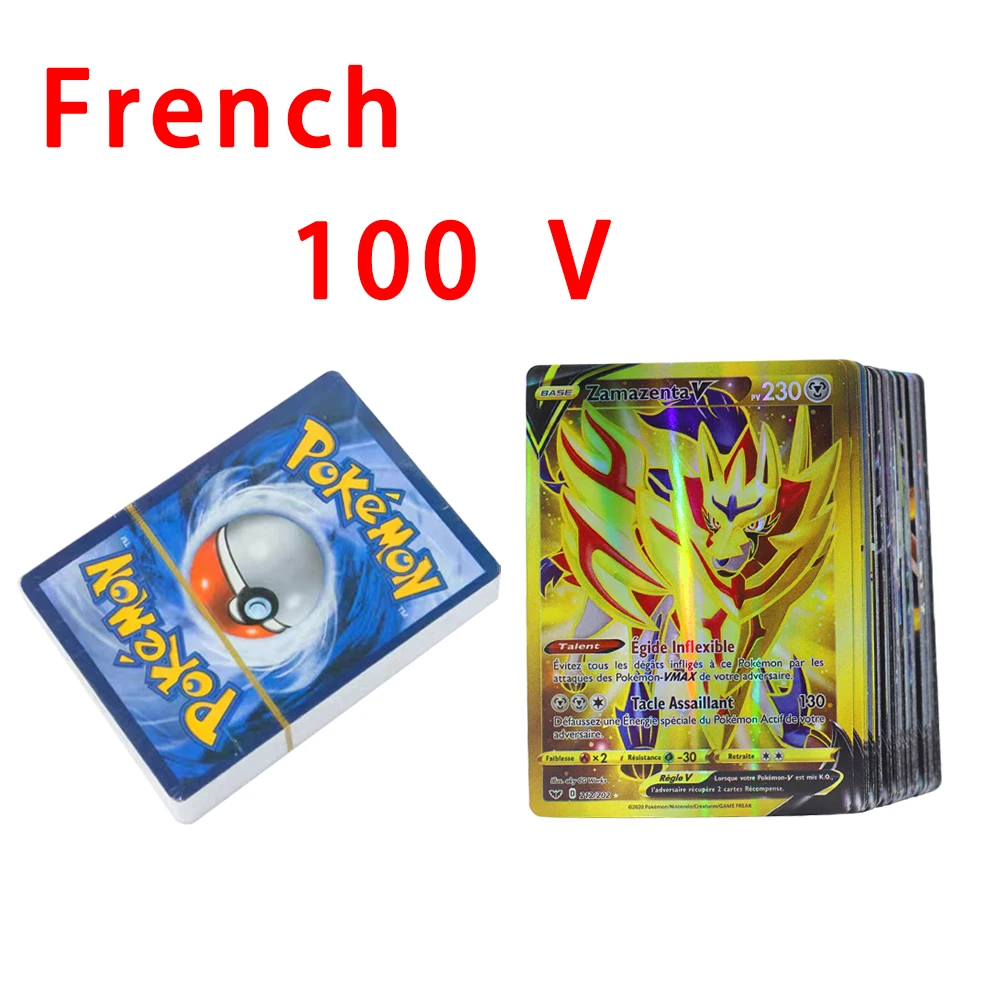 New Pokemon Cards in French TAG TEAM GX VMAX V Trainer Energy Shining Game Castellano Español Children Toy |