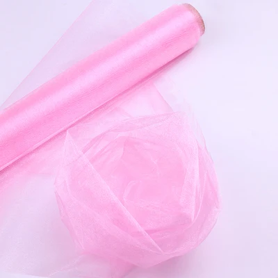 pink 48 см x 5 м/10 м/15 м органза Кристальный Тюль Детская ванна Снежная пряжа для свадьбы Рождество День рождения DIY вечерние украшение арки - Цвет: pink