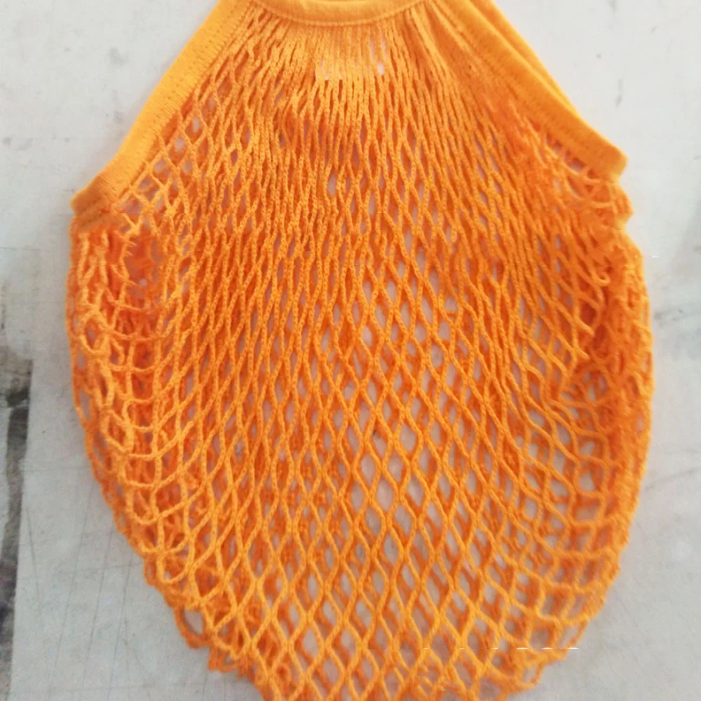 orange Хлопковая Сетчатая Сумка для покупок, многоразовая складная сумка для хранения фруктов, женская сумка для покупок, Сетчатая Сумка для покупок - Цвет: orange