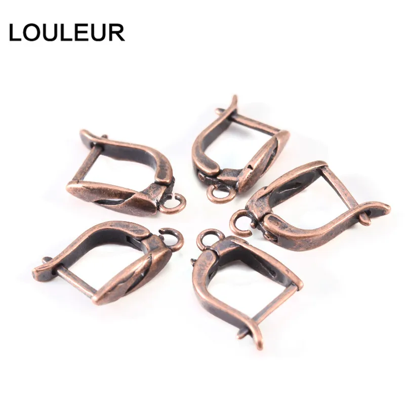 LOULEUR 10 шт. позолоченные серебряные пушки с черным покрытием u-образные крючки для ушей полые крючки Серьги для самодельных ювелирных изделий Аксессуары - Цвет: Ancient red copper