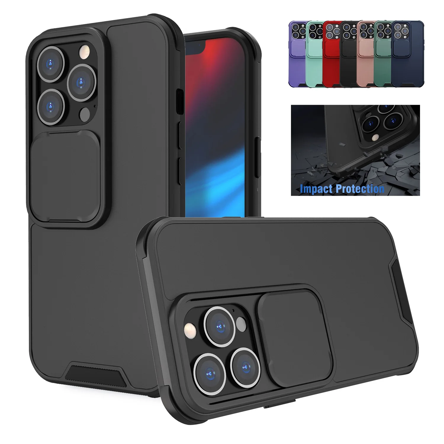 

Slide Camera Lens Protection Case For iPhone 13 Pro Max 12 Pro Max 11 Pro iPhone 12 Pro Max 13 Mini Back Hybrid Hard Phone Cover