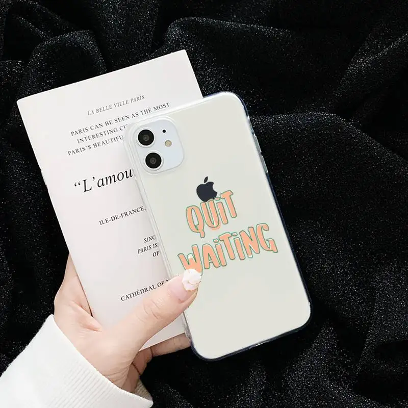 

Fashion smile face text sunshine Phone Case Transparent for iPhone 6 7 8 11 12 s mini pro X XS XR MAX Plus cover funda shell