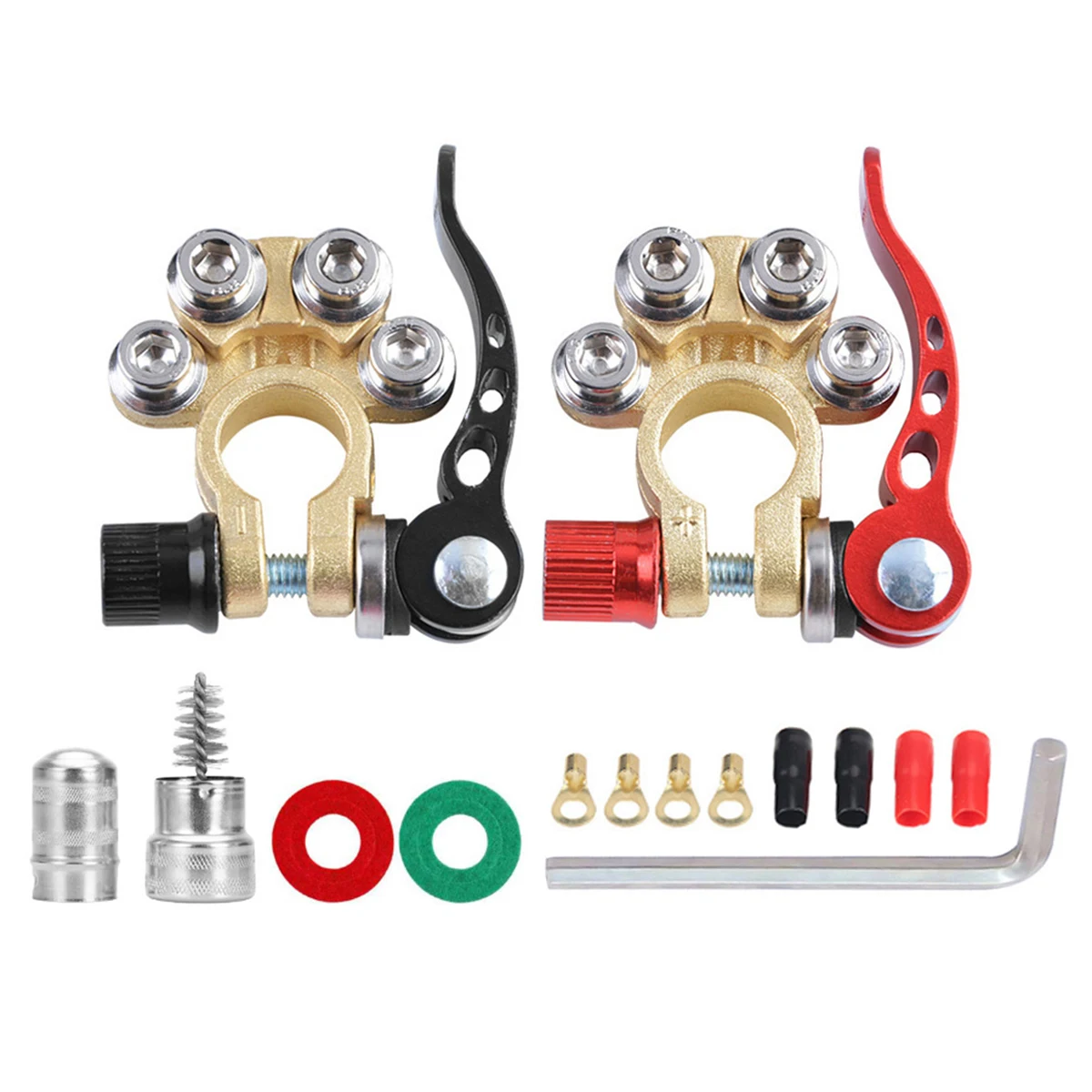 

1 Pair 12V 24V Quick Disconnect Car Battery Main Cable Post Terminal Shut-off Connectors for Boat Race Car UTV Tractor Truck