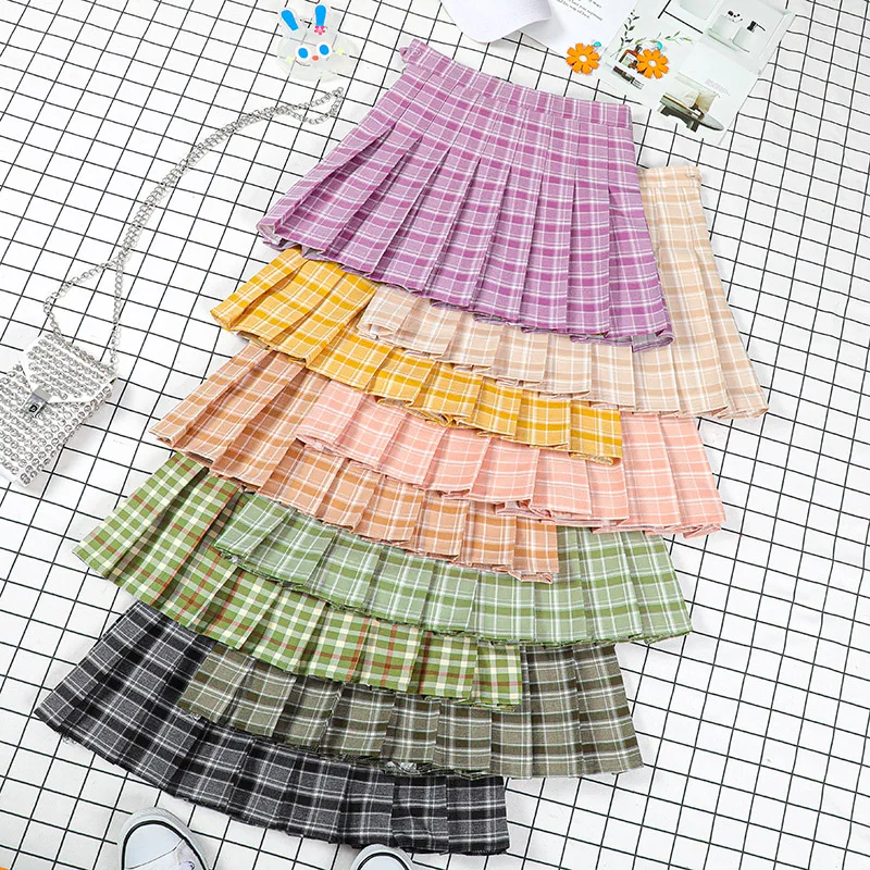 Милая Летняя Повседневная Женская плиссированная юбка в клетку милая клетчатая