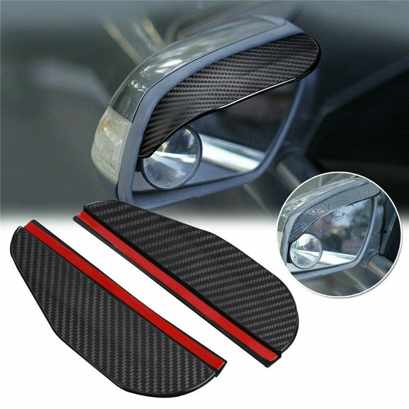 

2pcs Car Side Rear View Mirror Rain Eyebrow Visor Carbon Fiber Look Sun Shade Snow Guard Weather Shield Cover Auto Accessories