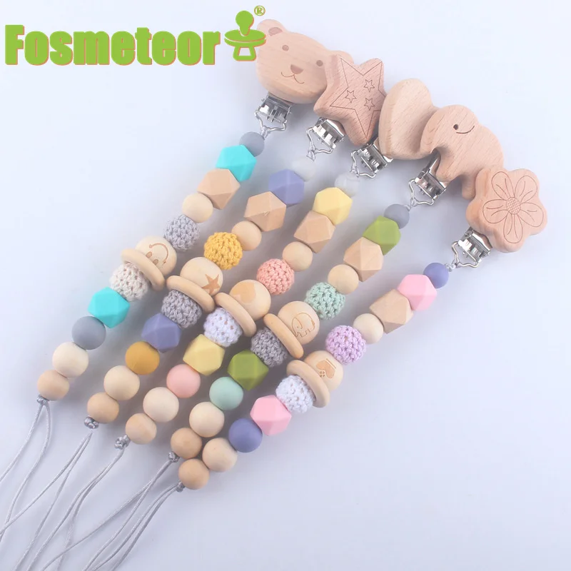 Fosmeteor New Baby Pacifier Clip Chain Dummy Holder Nipples Children Pacifier Clips Pacifier Teether Teething Cartoon Toy Gift dummy clip beech animal cartoon pendant pacifier holder newborn baby dummy clips wooden teether pacifier clip teething toy