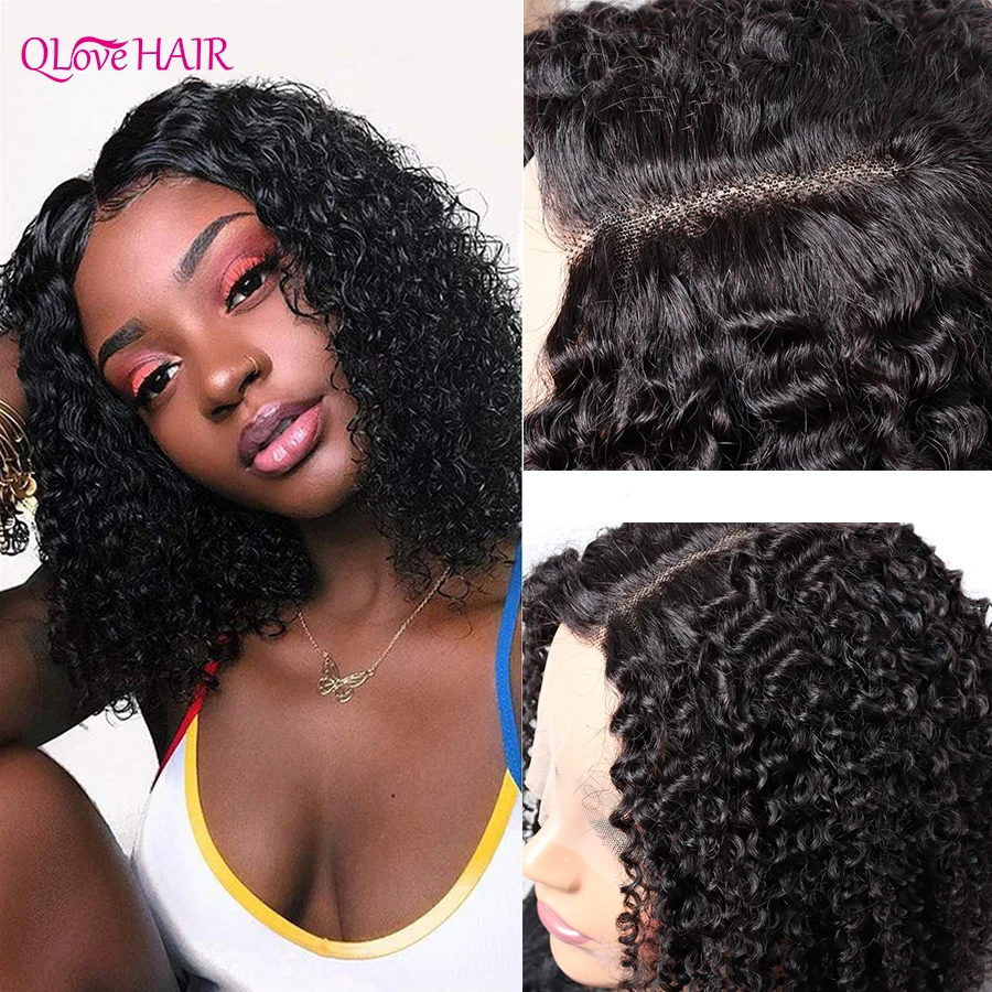 

Malaysian Short Bob Middle Part Lace Wigs For Women 13x1 T Part Lace Front Human Hair Wigs Pre Plucked Kinky Curly Bob Wigs