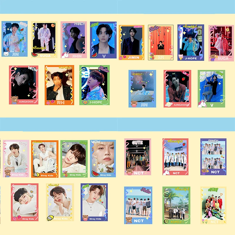 

KPOP Bangtan Boys NCT Stray Kids Color Photocard JIN JIMIN Bang Chan MARK LOMO Cards Postcard For Fans Collection 6/7PCS/SET H36