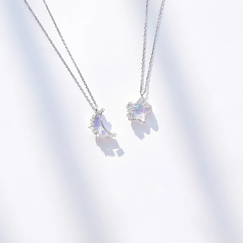 

New Inlaid Zircon Dreamy Color-changing Starry Pendant Necklace For Women Girl Cute Simple Clavicle Chain Jewerly