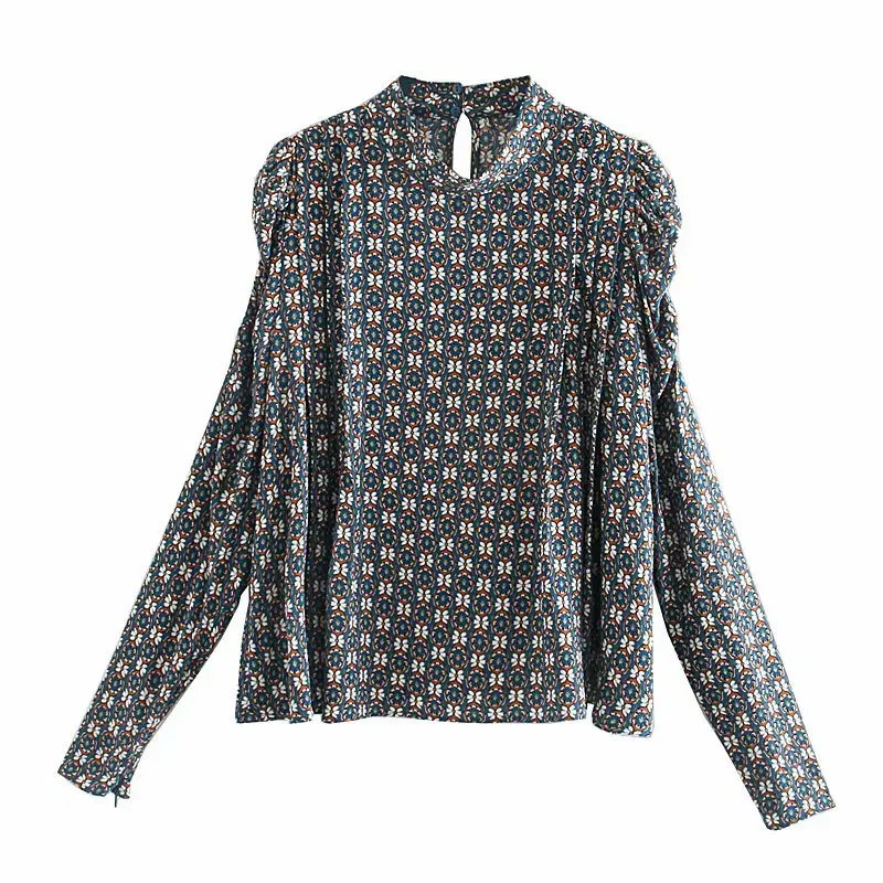 Новинка 2020 Женская винтажная Повседневная Блузка с цветочным принтом Офисная