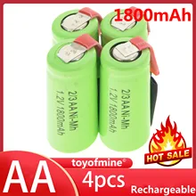 4pcs 2/3AA 1.2V 1800mAh Ni-MH rechargeable battery Batteries Cell For Phone