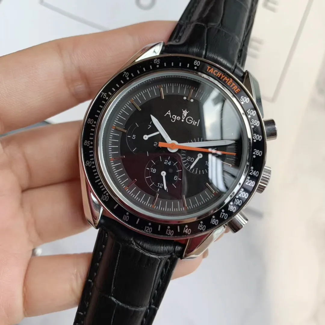 

Classic New Men Automatic Mechanical Speedy Tuesday Luminous Ceramic Orange Sapphire Black Blue Leather Sport Watches AAA+