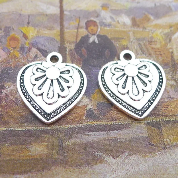 

10PCS/Lot 20mm*18mm Antique Silver Color Heart Charms Pendants For Jewelry Making DIY Handmade Craft
