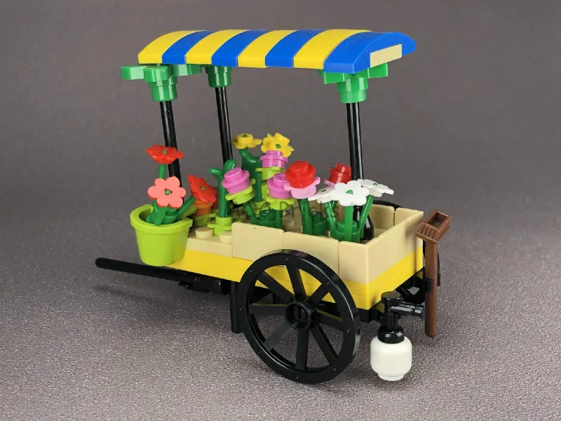 2 компл./лот MOC кирпичи цветочная корзина рыночная стойка флорист модель