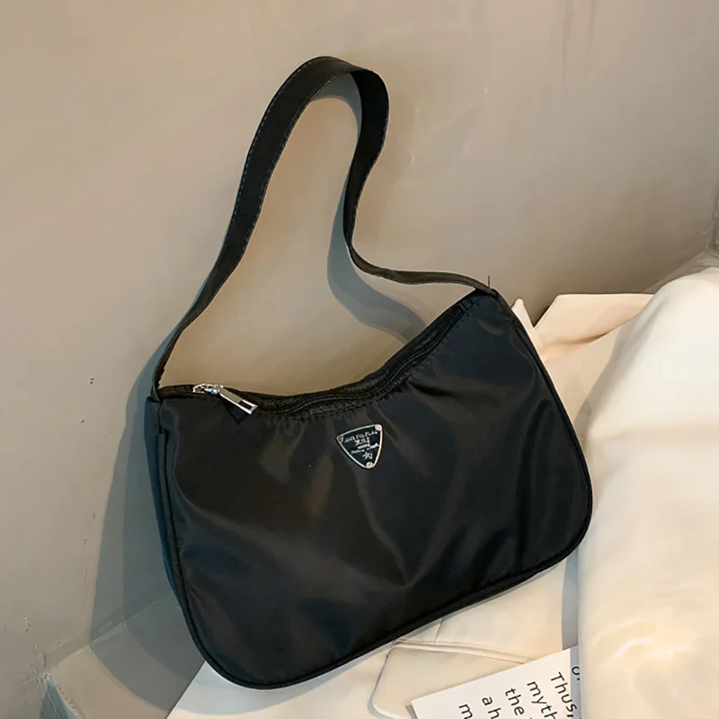 

Black Soft Shoulder Bags For Women 2021 Trendy Nylon Female Handbag Fashion Baguette Bag Women's Cheap Free Shipping Sac A Main