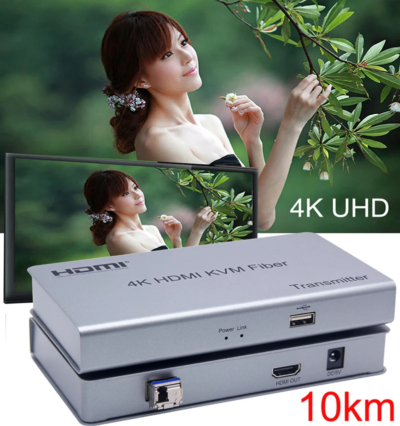 10 км 4K HDMI KVM удлинитель USB Мышь Клавиатура с помощью оптоволоконного кабеля