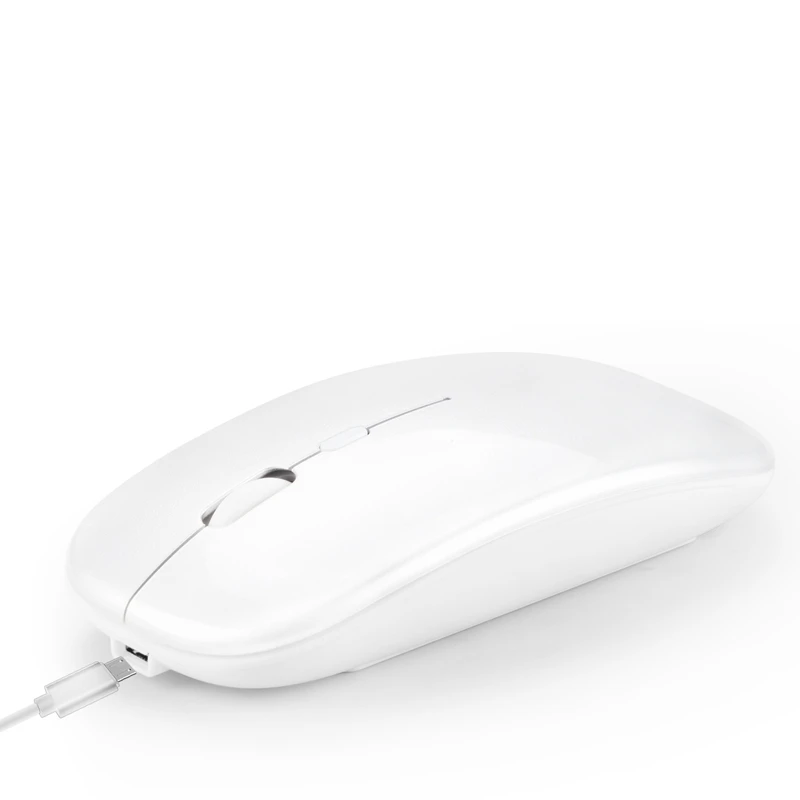 White Беспроводная мышь, компьютерная Bluetooth мышь, бесшумная компьютерная мышь, перезаряжаемая эргономичная мышь, 2,4 ГГц, USB, оптическая мышь для ноутбука, ПК - Цвет: White