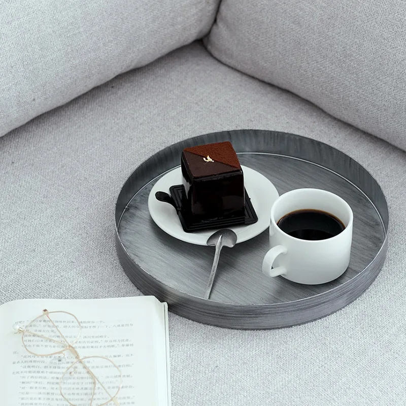 Серебряный Золотой железный лоток винтажная круглая тарелка для фруктового